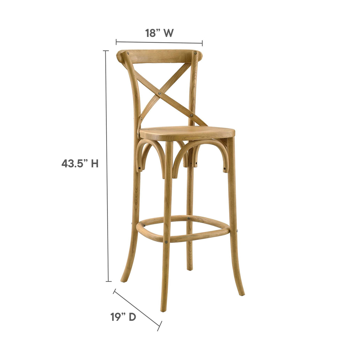 Gear Bar Stool by Modway - Black / Gray / Midnight Blue / Natural / Walnut / White (EEI-5563), photo 38 of 42