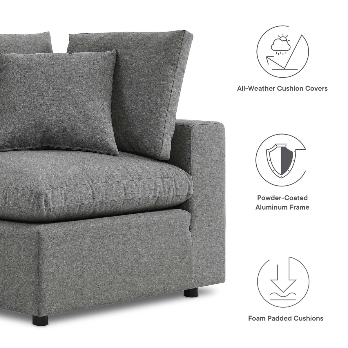 Commix Overstuffed Outdoor Patio Loveseat by Modway, photo 2 of 27