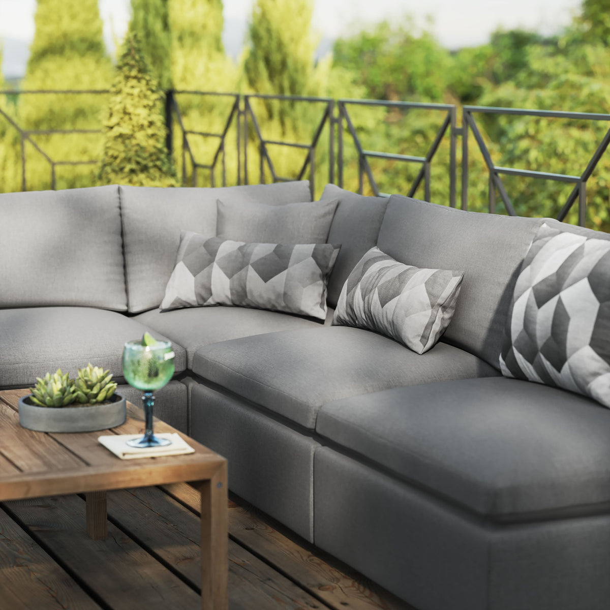 Commix 5-Piece Outdoor Patio Sectional Sofa by Modway - Charcoal / White (EEI-5587), photo 10 of 21