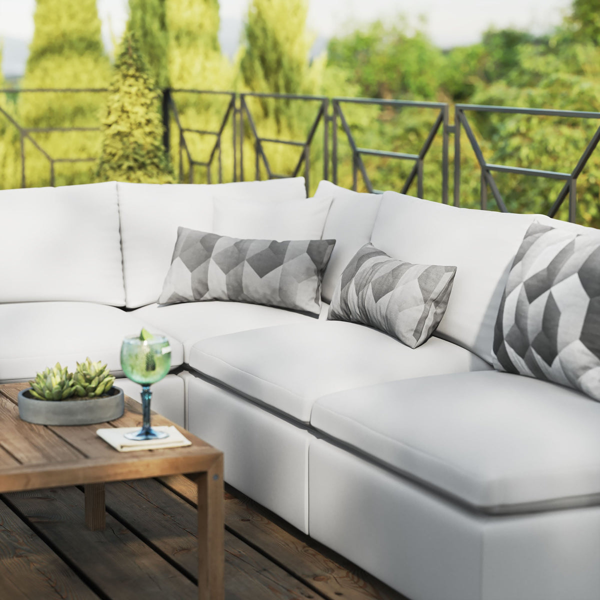 Commix 5-Piece Outdoor Patio Sectional Sofa by Modway - Charcoal / White (EEI-5587), photo 21 of 21