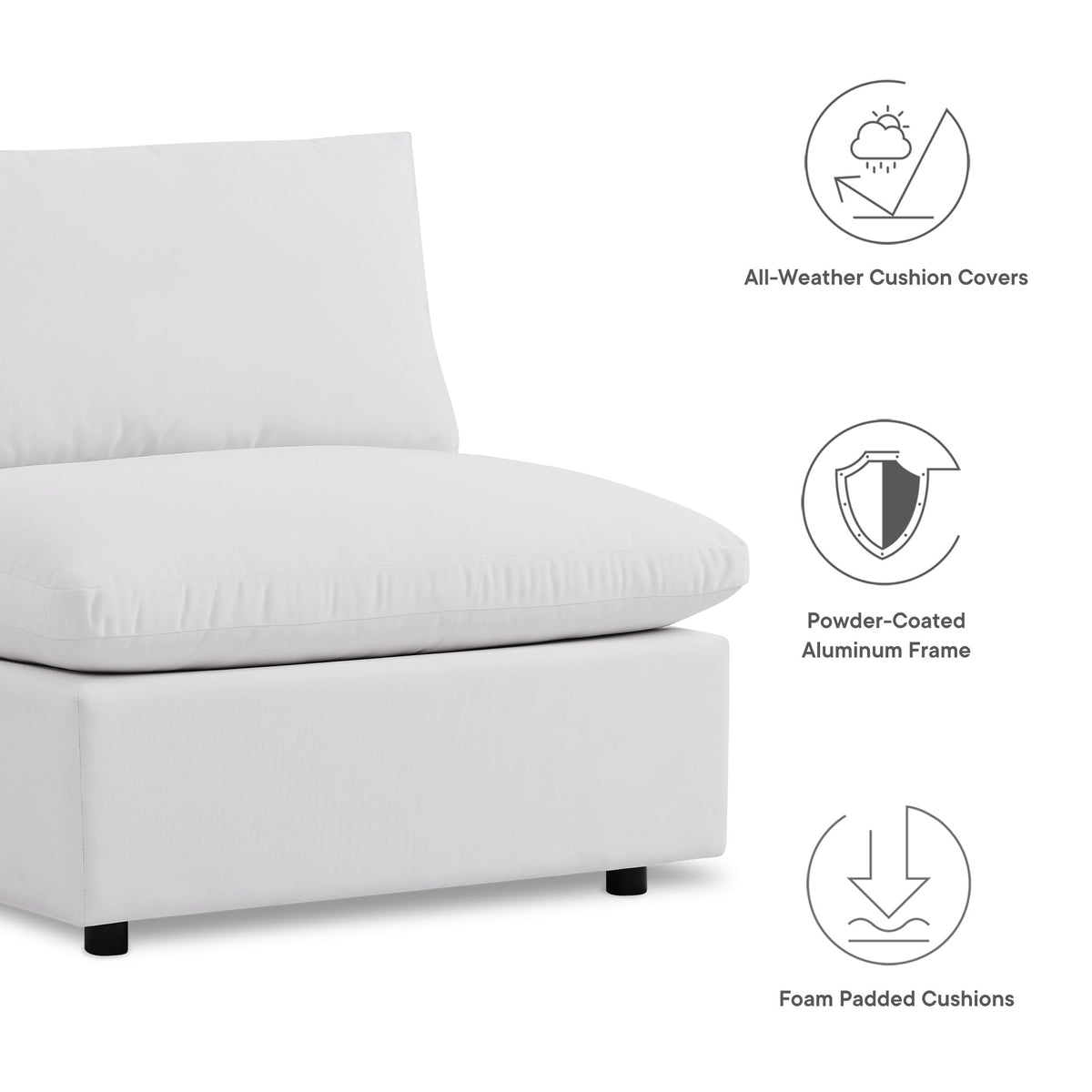 Commix 5-Piece Outdoor Patio Sectional Sofa by Modway - Charcoal / White (EEI-5587), photo 12 of 21