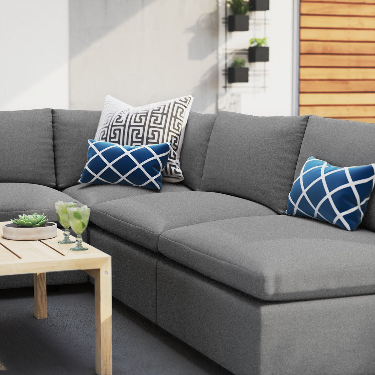 Commix 5-Piece Sunbrella® Outdoor Patio Sectional Sofa by Modway, photo 11 of 22