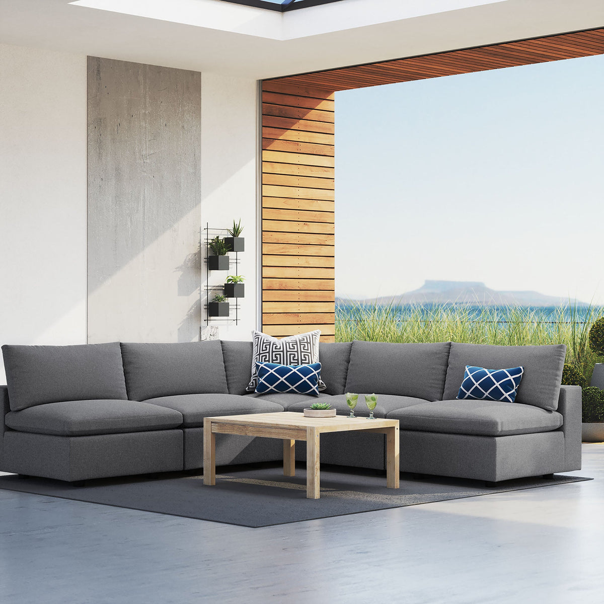 Commix 5-Piece Sunbrella® Outdoor Patio Sectional Sofa by Modway, photo 10 of 22