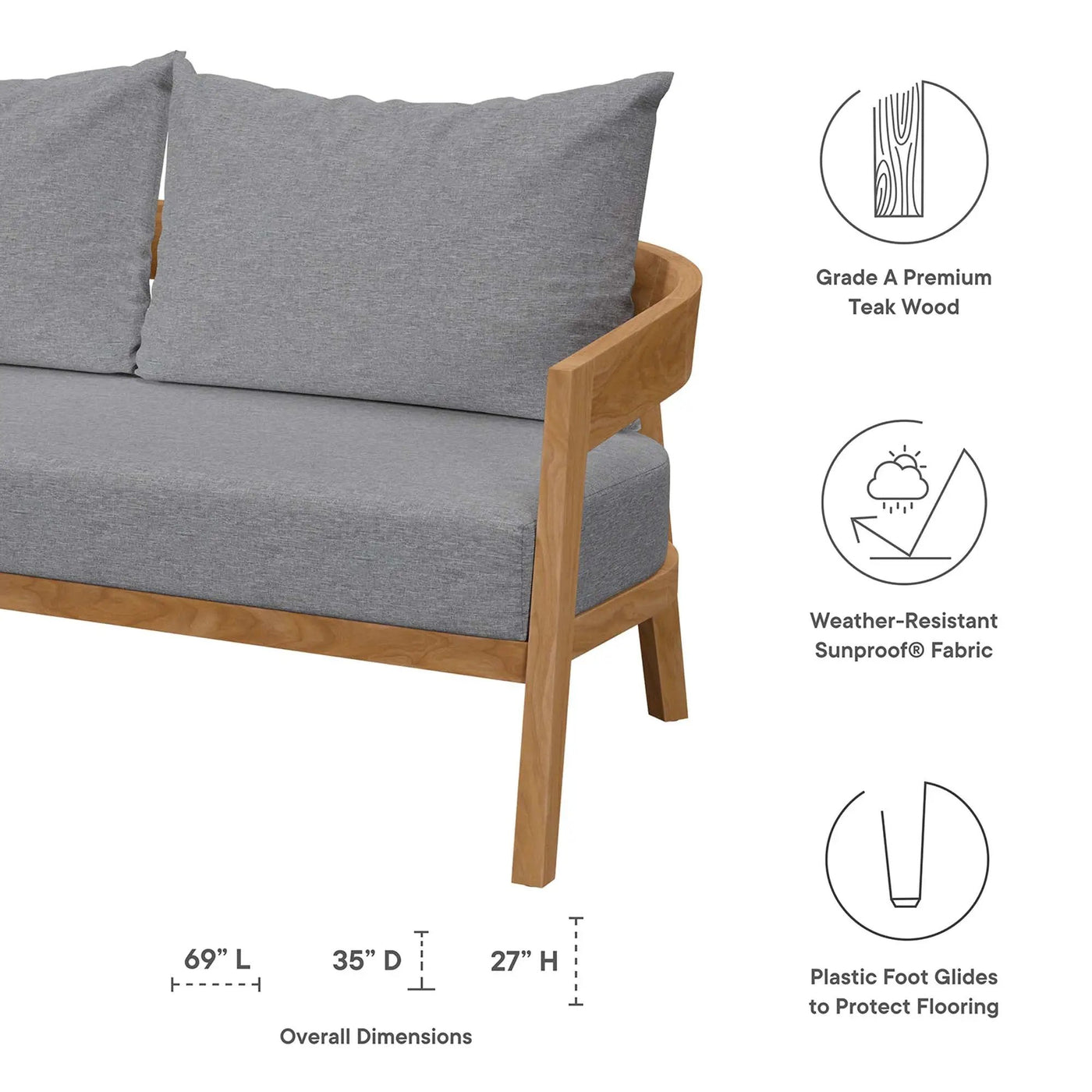Brisbane Teak Wood Outdoor Patio Loveseat by Modway by HouseOfZazla