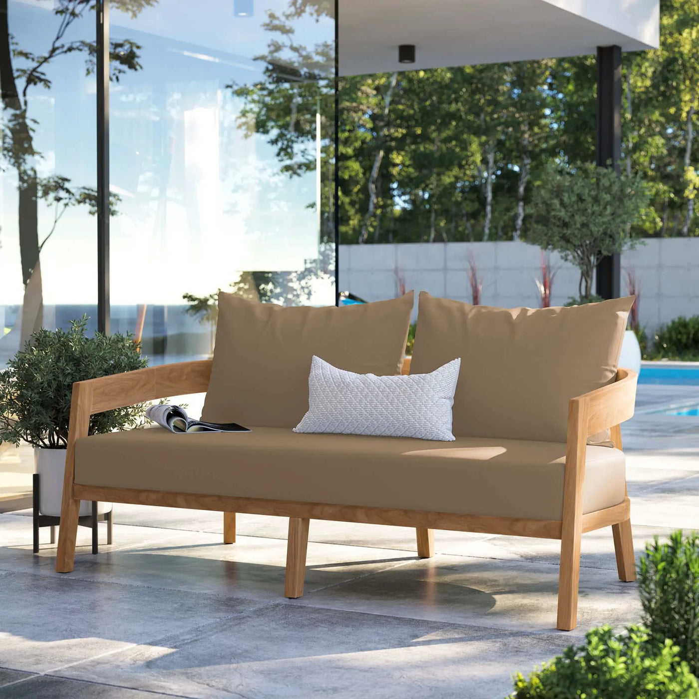 Brisbane Teak Wood Outdoor Patio Loveseat by Modway by HouseOfZazla