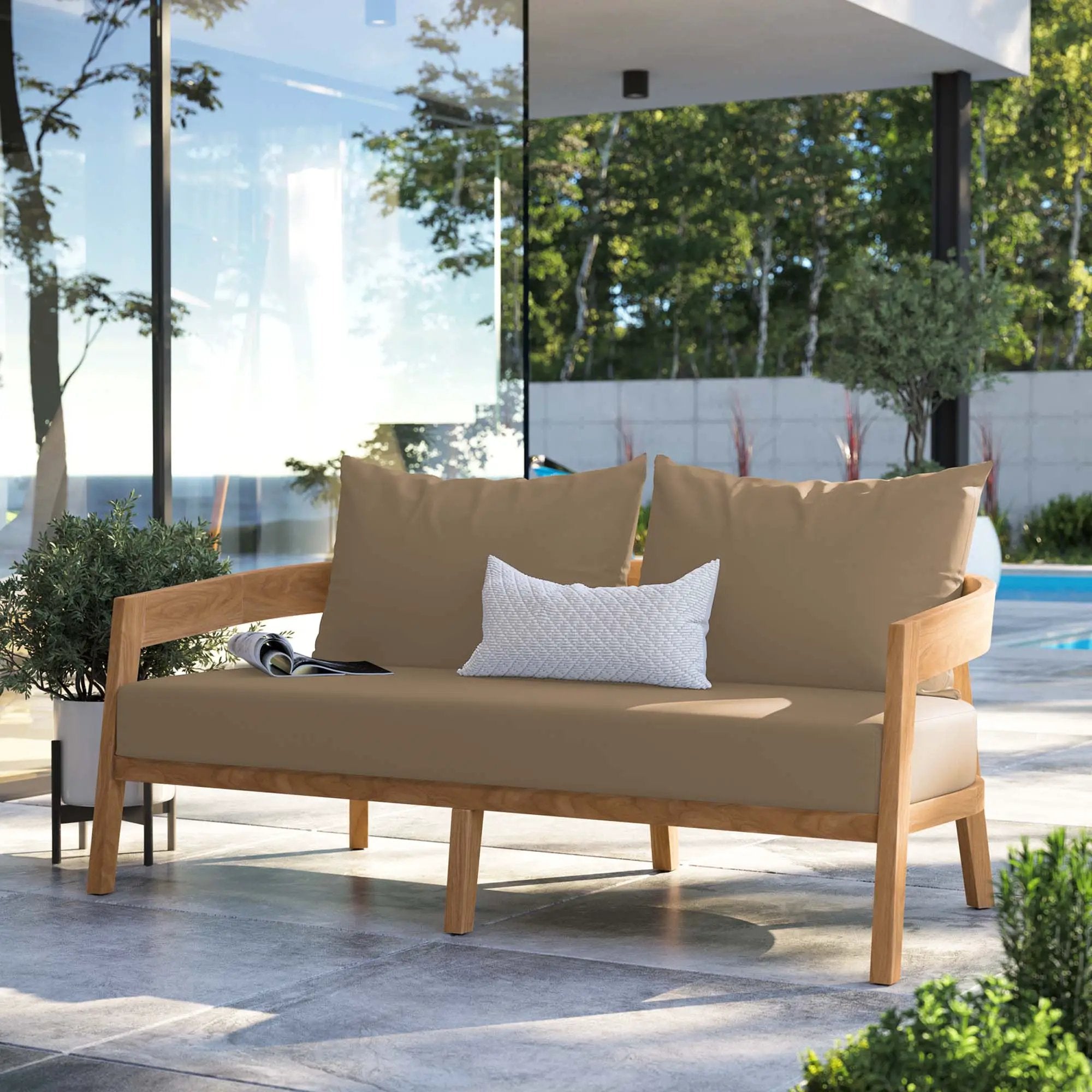 Brisbane Teak Wood Outdoor Patio Loveseat by Modway by HouseOfZazla