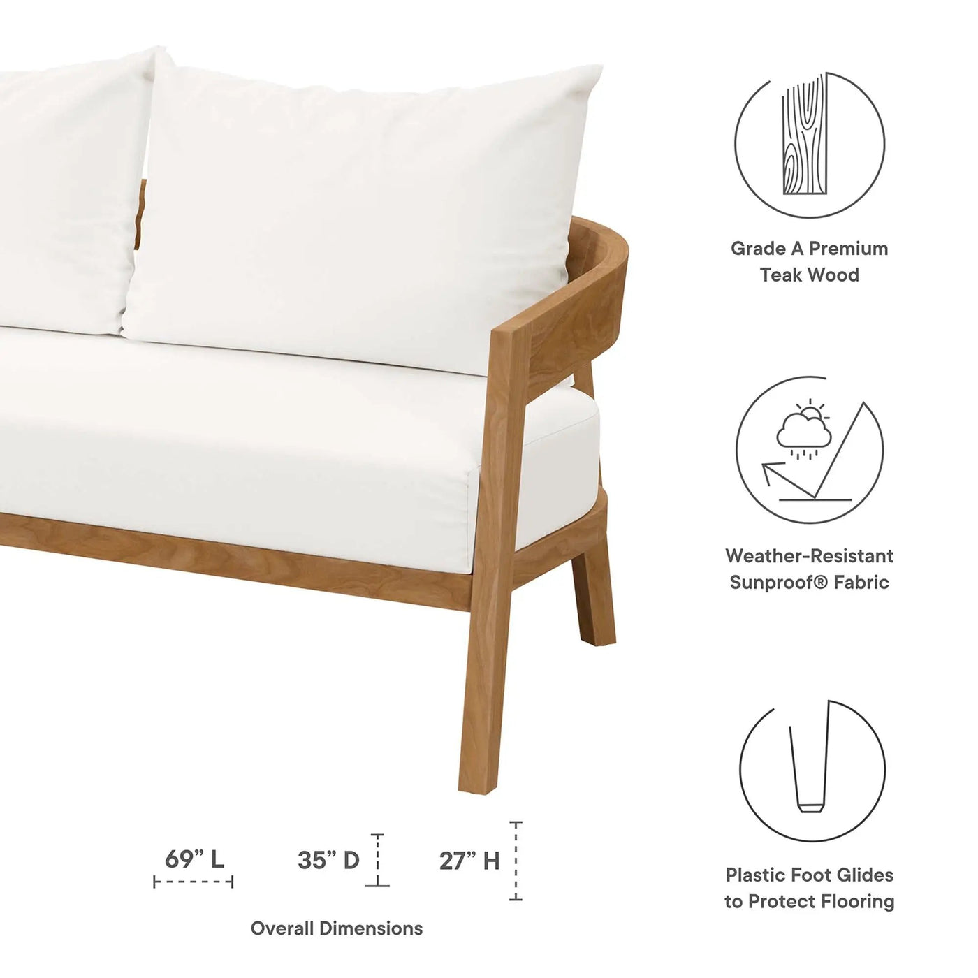 Brisbane Teak Wood Outdoor Patio Loveseat by Modway by HouseOfZazla