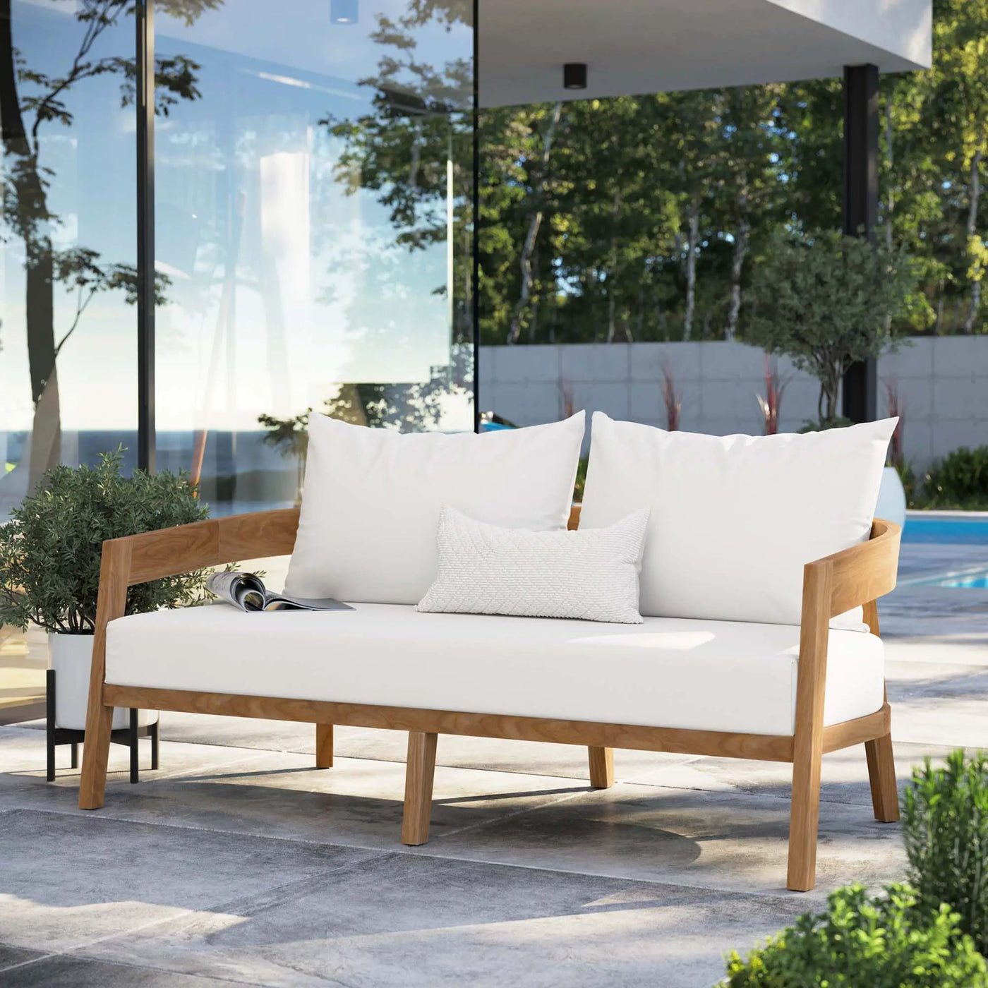 Brisbane Teak Wood Outdoor Patio Loveseat by Modway by HouseOfZazla