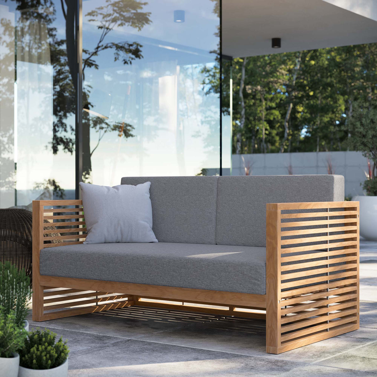 Carlsbad Teak Wood Outdoor Patio Loveseat by Modway, photo 7 of 24