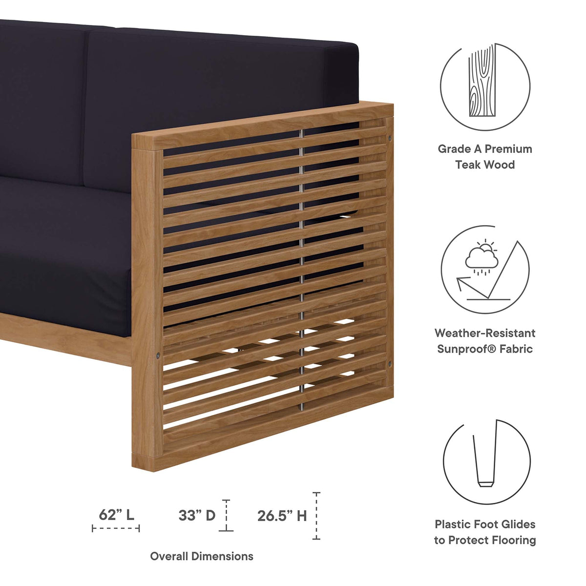 Carlsbad Teak Wood Outdoor Patio Loveseat by Modway, photo 10 of 24