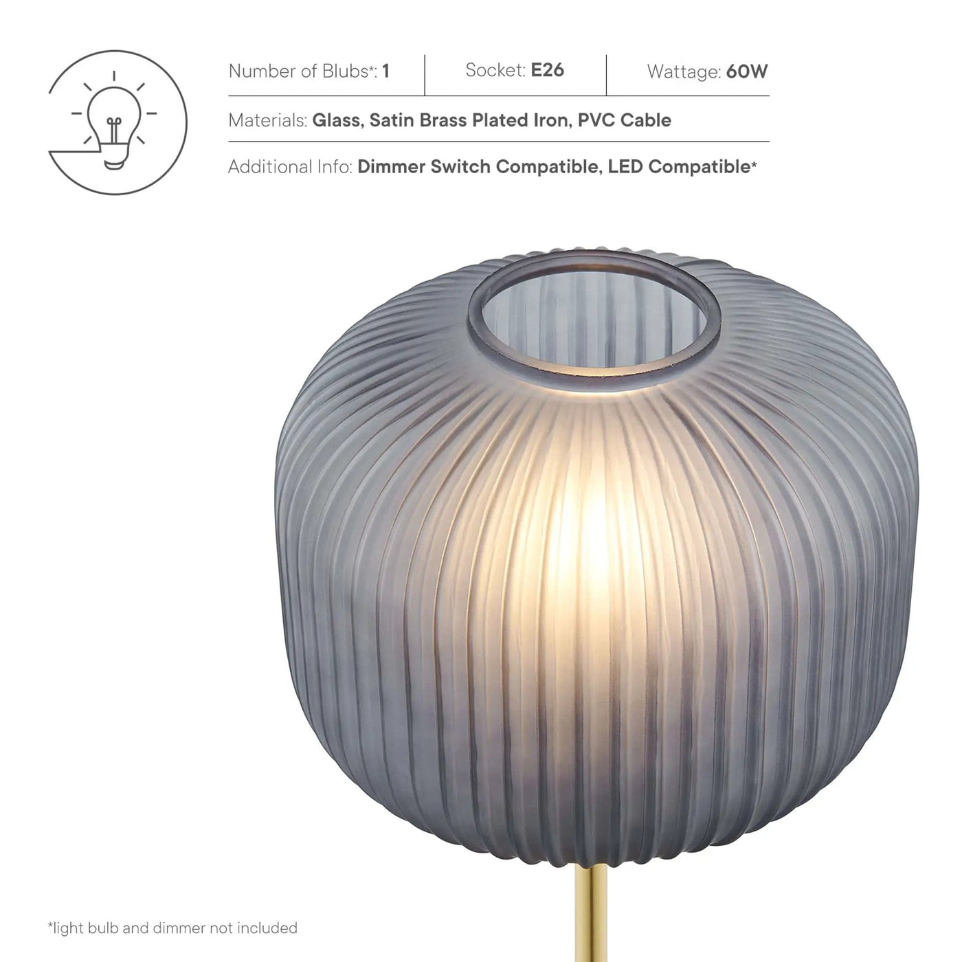 Reprise Glass Sphere Glass and Metal Table Lamp by Modway by HouseOfZazla