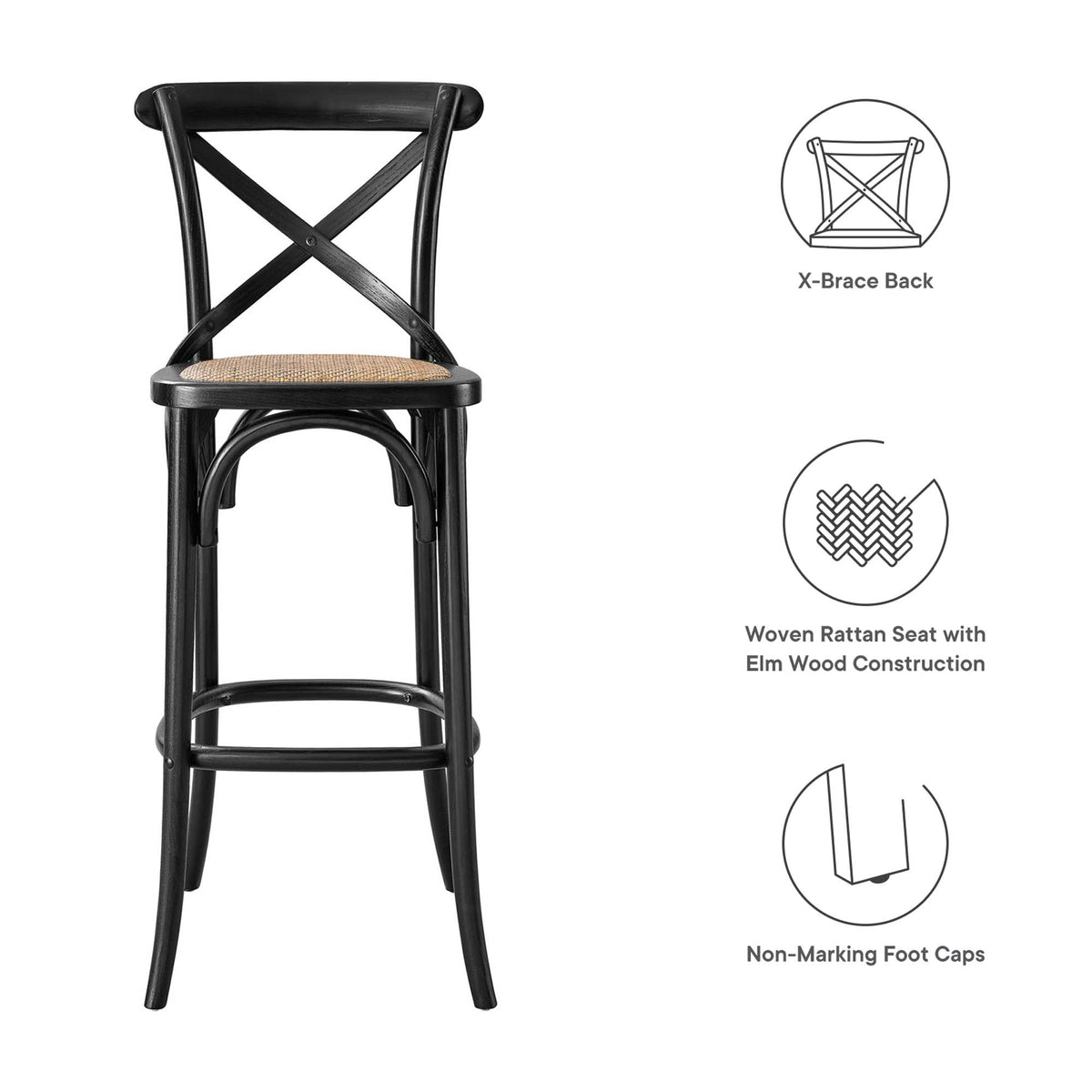 Gear Bar Stool by Modway - Black / Gray / Midnight Blue / Natural / Walnut / White (EEI-5668), photo 2 of 42