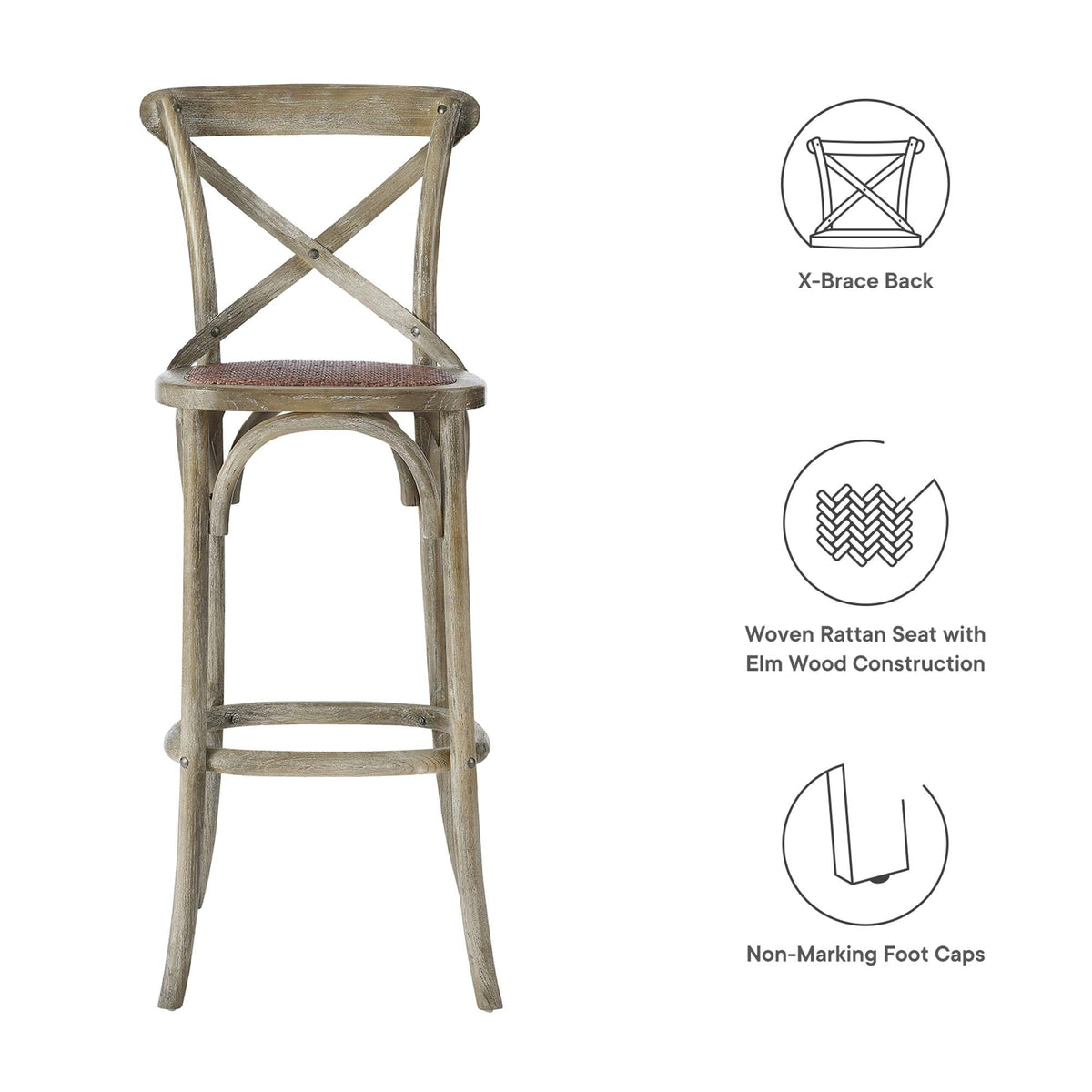 Gear Bar Stool by Modway - Black / Gray / Midnight Blue / Natural / Walnut / White (EEI-5668), photo 12 of 42