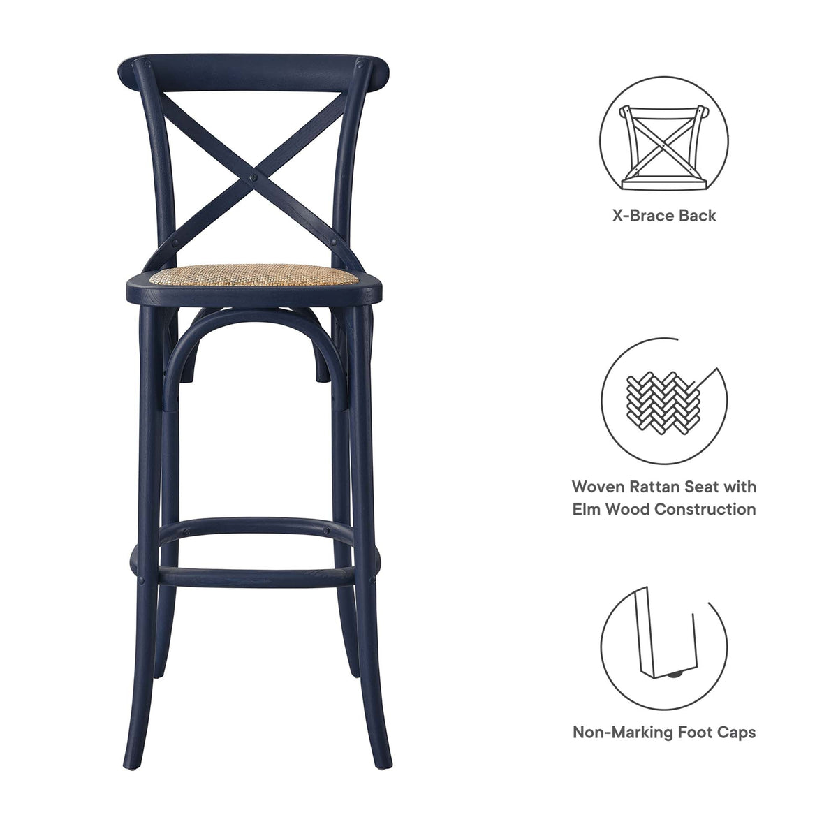 Gear Bar Stool by Modway - Black / Gray / Midnight Blue / Natural / Walnut / White (EEI-5668), photo 22 of 42