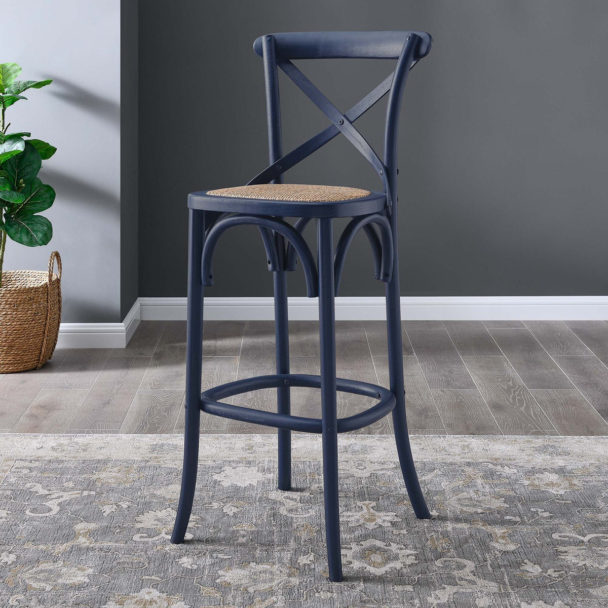 Gear Bar Stool by Modway - Black / Gray / Midnight Blue / Natural / Walnut / White (EEI-5668), photo 29 of 42