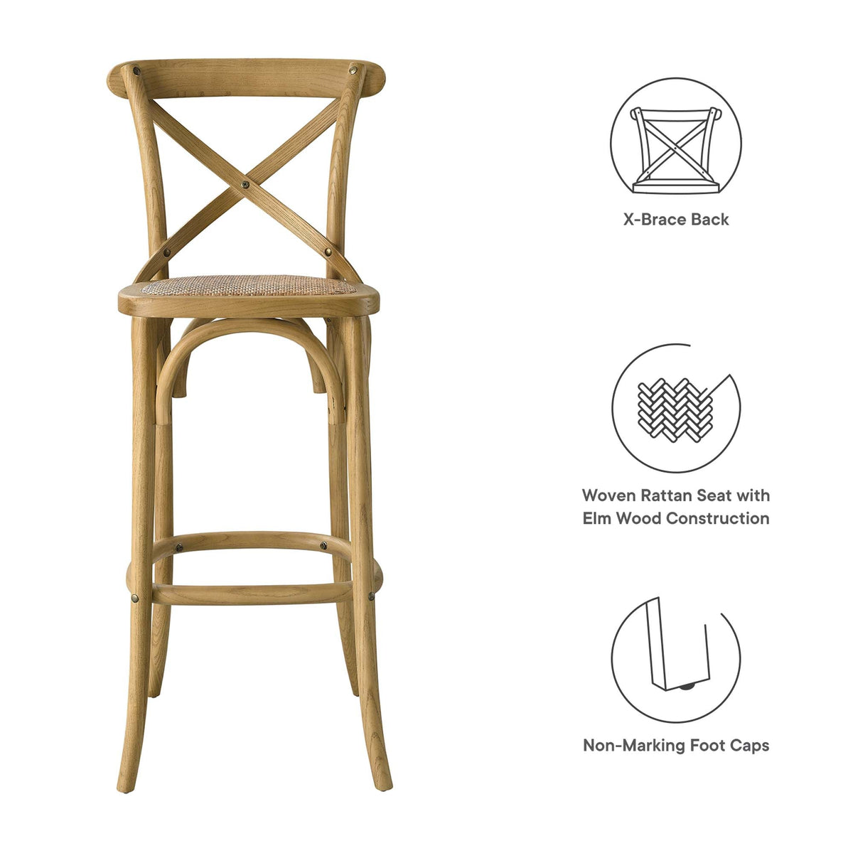 Gear Bar Stool by Modway - Black / Gray / Midnight Blue / Natural / Walnut / White (EEI-5668), photo 33 of 42