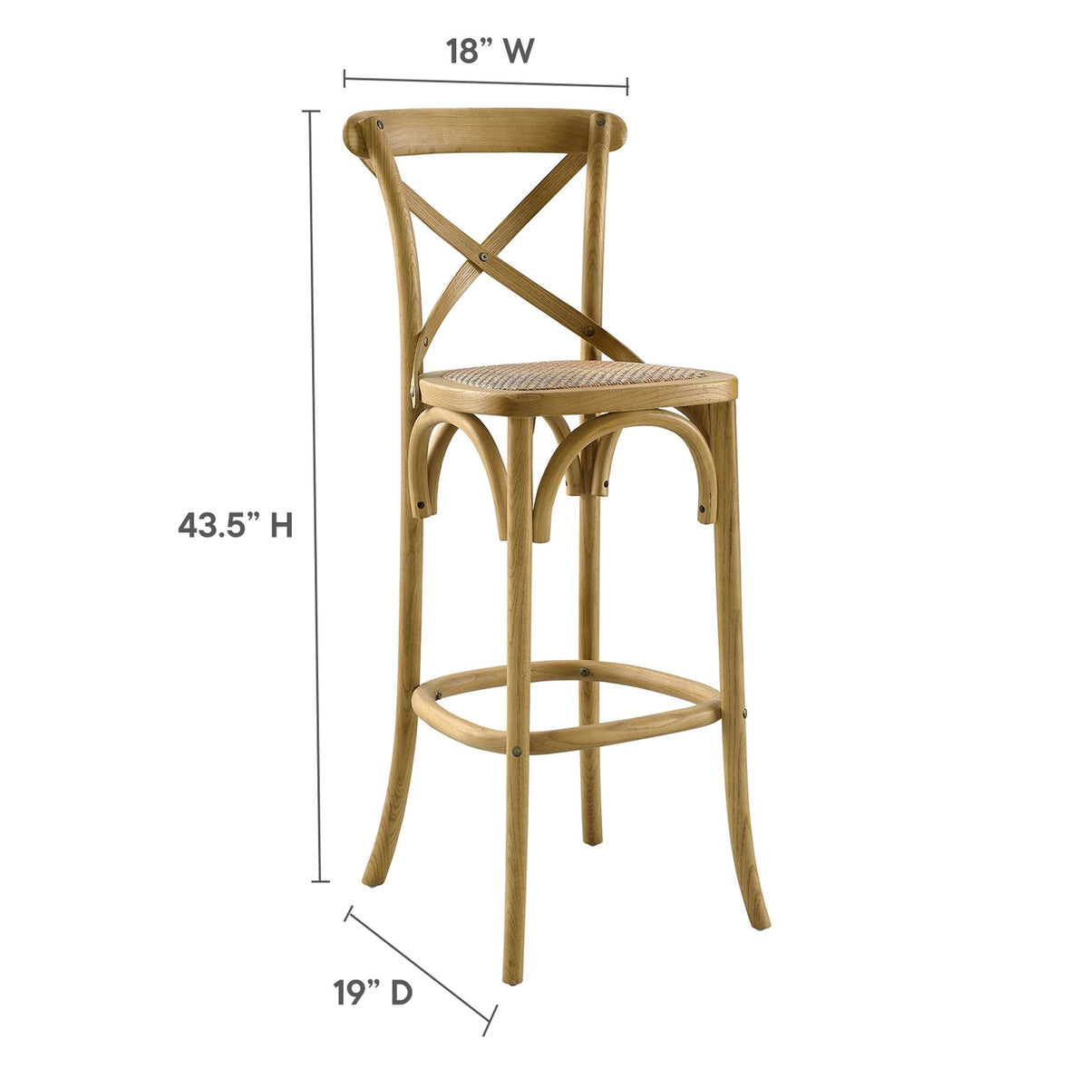 Gear Bar Stool by Modway - Black / Gray / Midnight Blue / Natural / Walnut / White (EEI-5668), photo 32 of 42