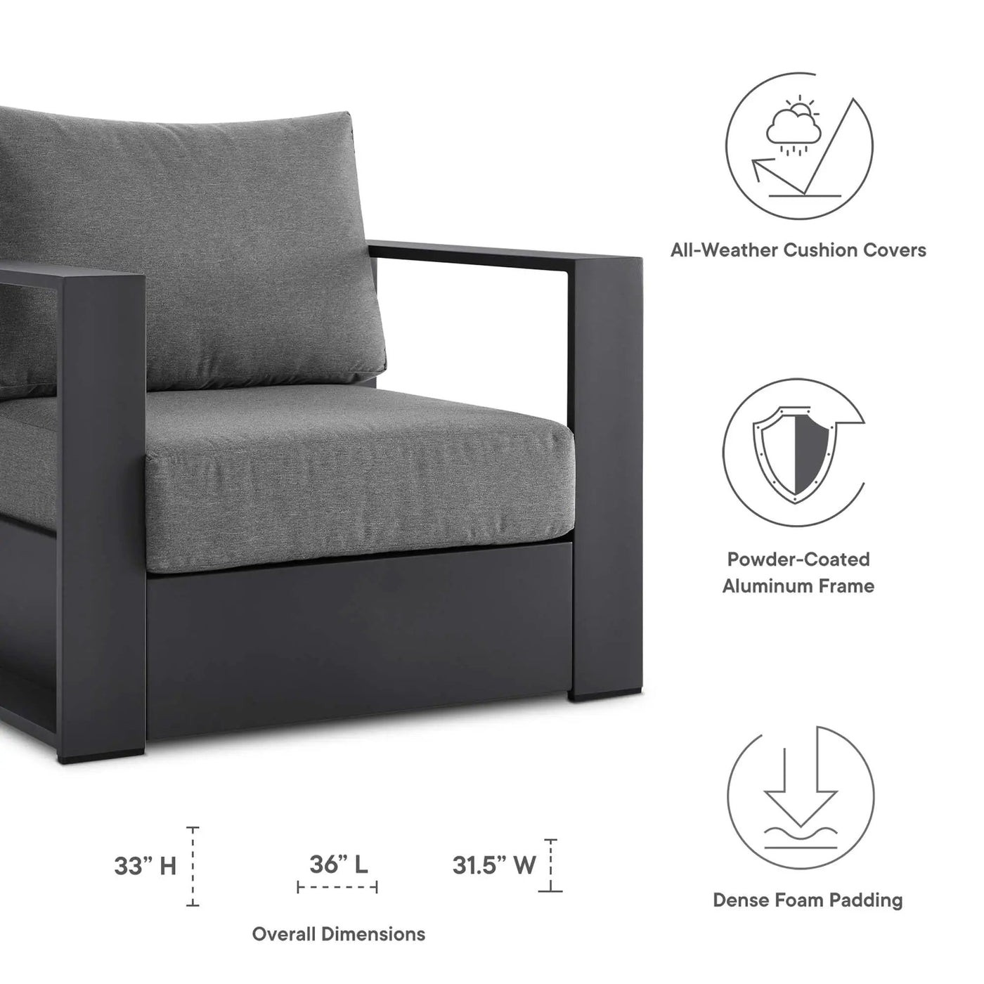 Tahoe Outdoor Patio Aluminum Armchair by Modway by HouseOfZazla