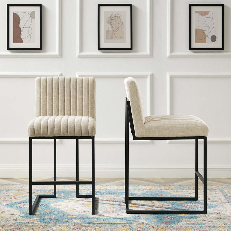 Indulge Channel Tufted Fabric Counter Stools Set of 2 by Modway, photo 8 of 10