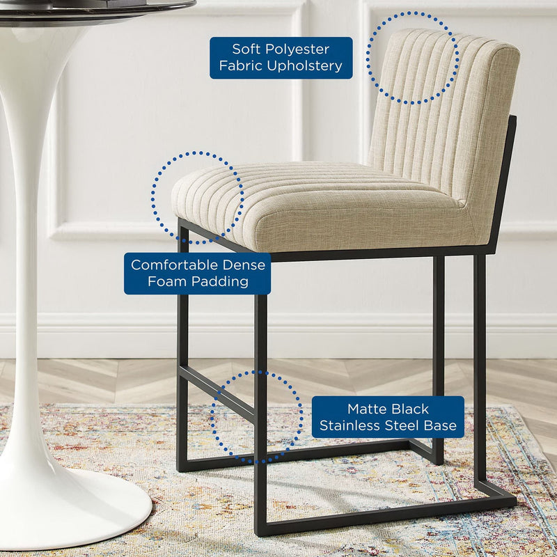 Indulge Channel Tufted Fabric Counter Stools Set of 2 by Modway, photo 2 of 10