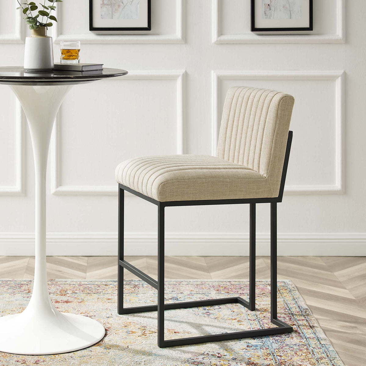 Indulge Channel Tufted Fabric Counter Stools Set of 2 by Modway, photo 10 of 10
