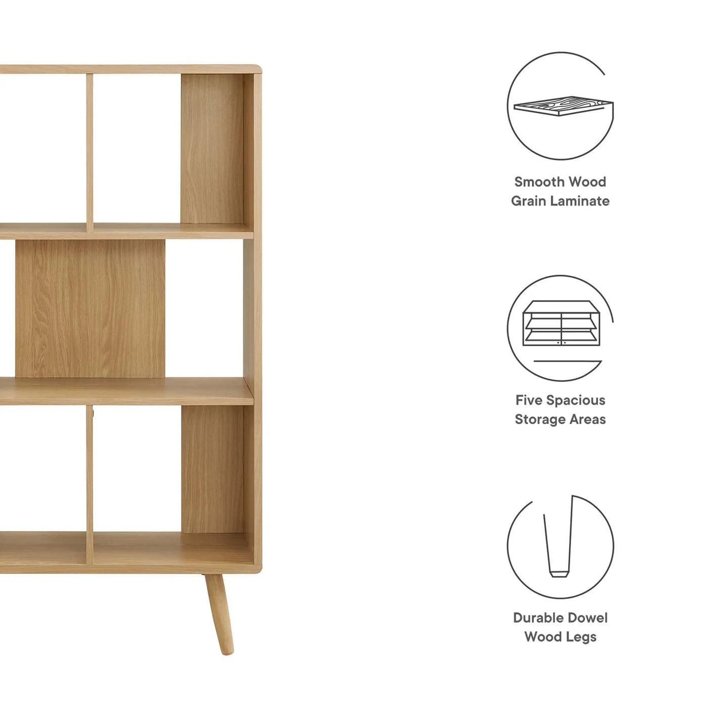 Transmit 5 Shelf Wood Grain Bookcase by Modway by HouseOfZazla