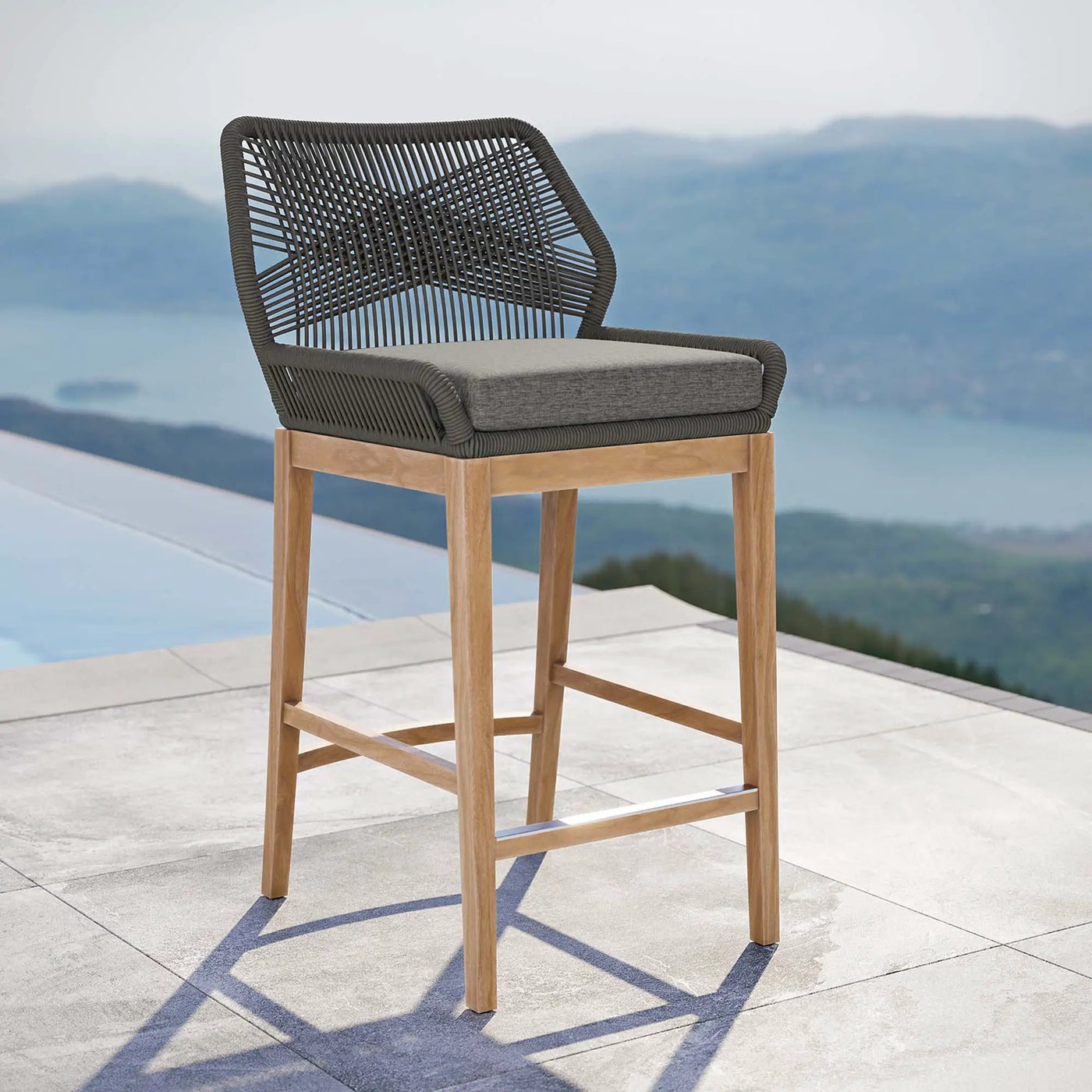 Wellspring Outdoor Patio Teak Wood Bar Stool by Modway by HouseOfZazla