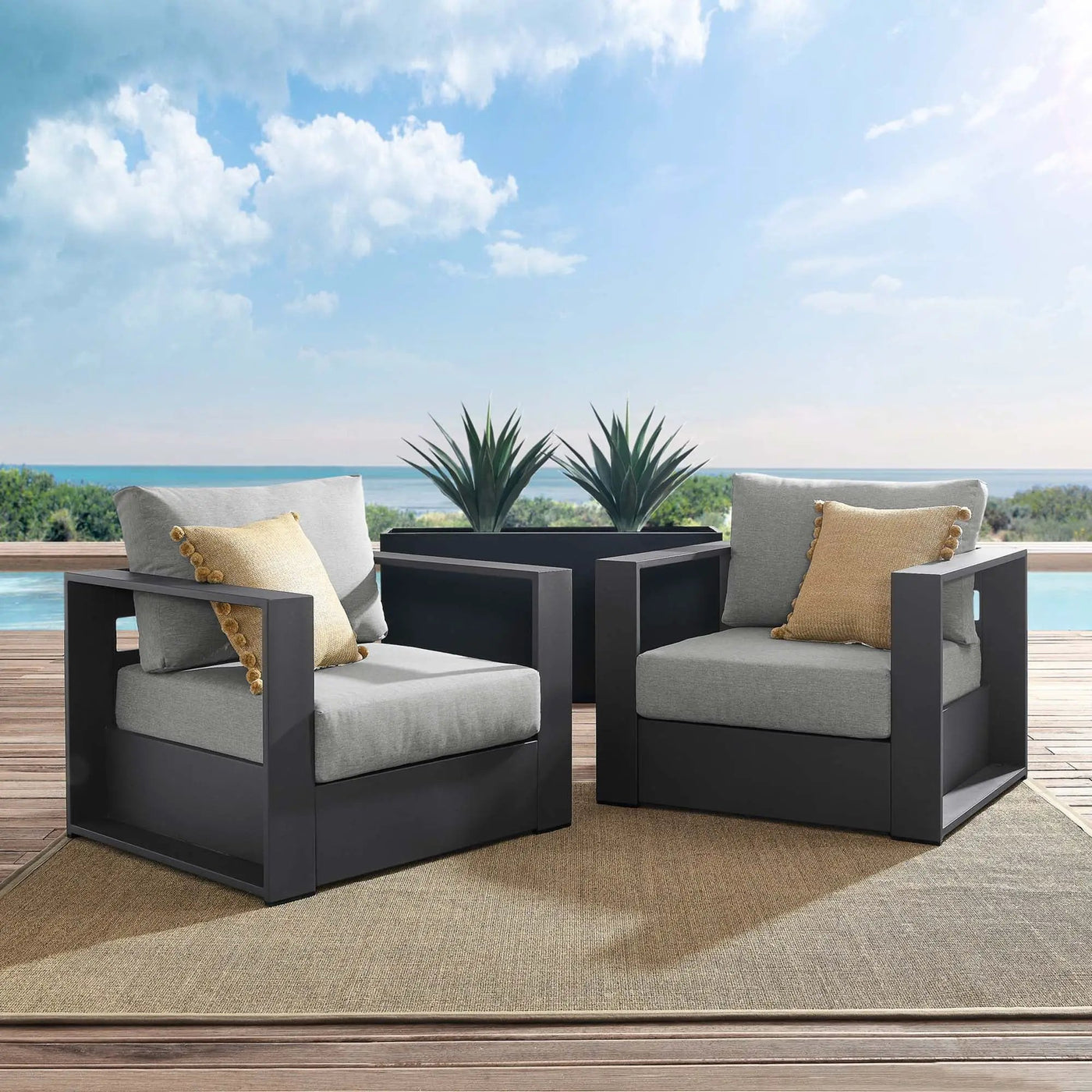 Tahoe 2-Piece Outdoor Patio Powder-Coated Aluminum Armchair Set by Modway by HouseOfZazla