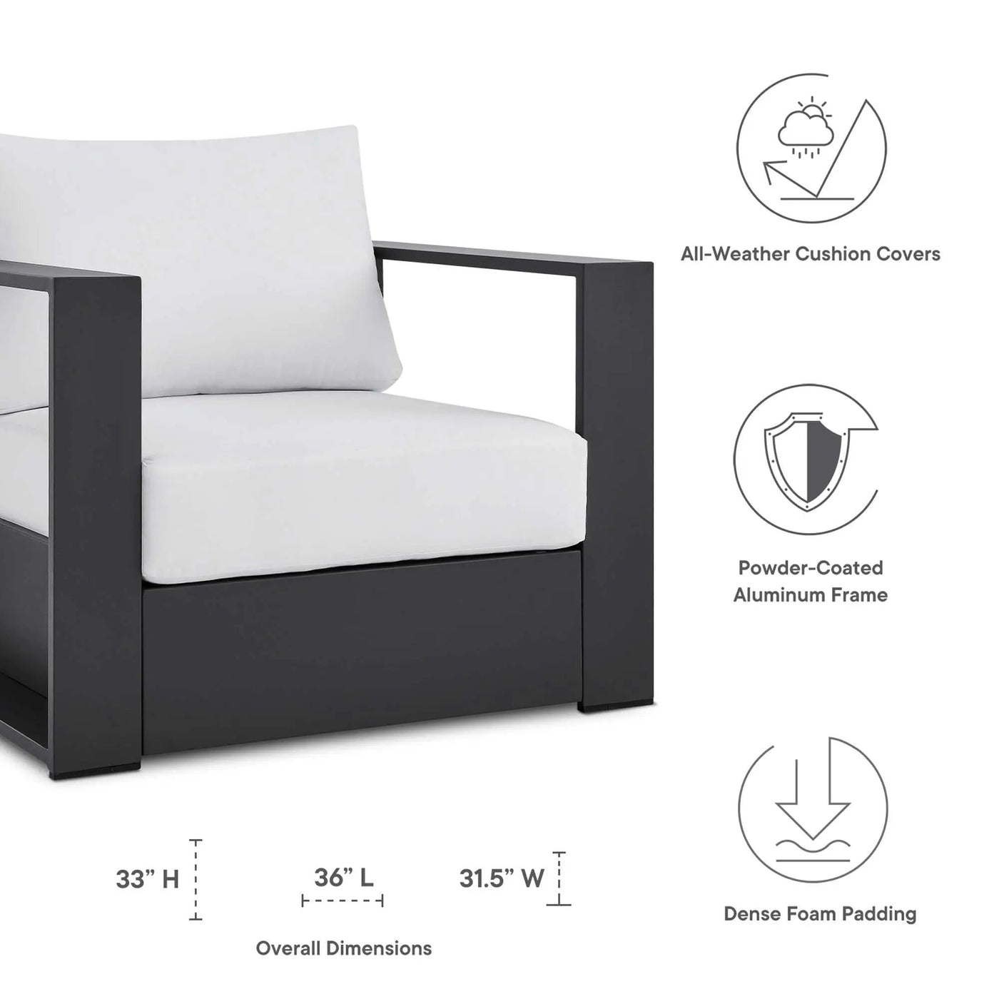 Tahoe 2-Piece Outdoor Patio Powder-Coated Aluminum Armchair Set by Modway by HouseOfZazla