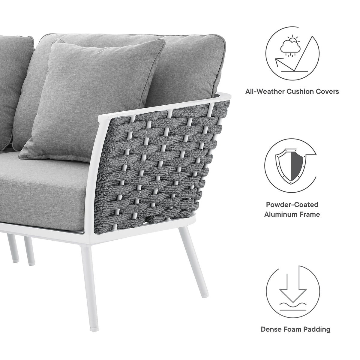Stance Outdoor Patio Aluminum Small Sectional Sofa by Modway, photo 2 of 13