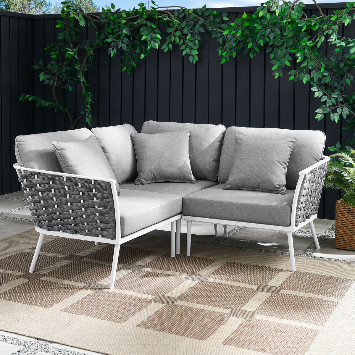 Stance Outdoor Patio Aluminum Small Sectional Sofa by Modway, photo 12 of 13