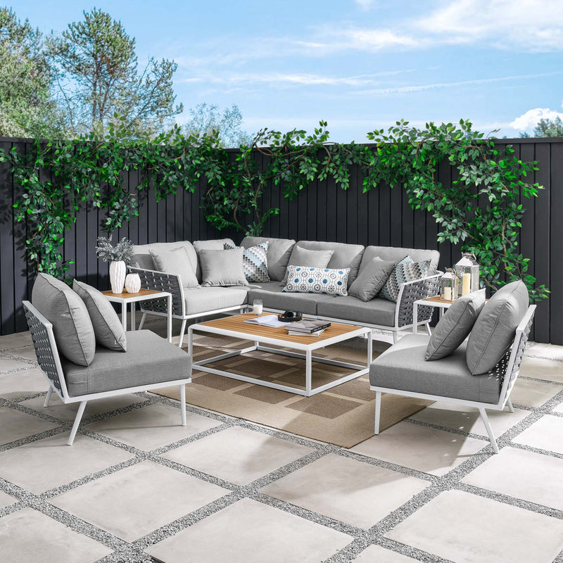 Stance 9 Piece Aluminum Outdoor Patio Aluminum Sectional Sofa Set by Modway, photo 17 of 18
