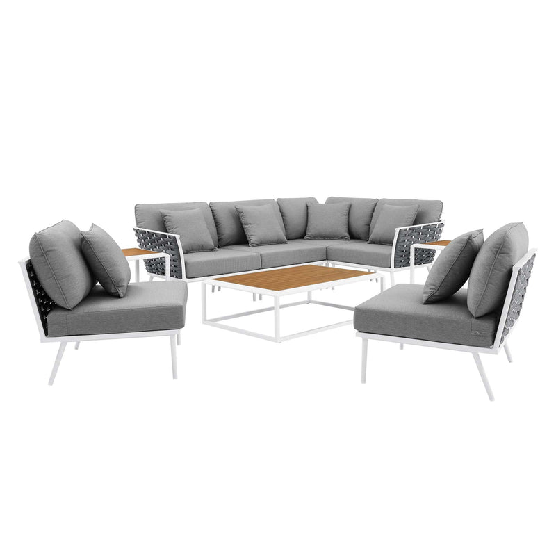 Stance 9 Piece Aluminum Outdoor Patio Aluminum Sectional Sofa Set by Modway, photo 5 of 18