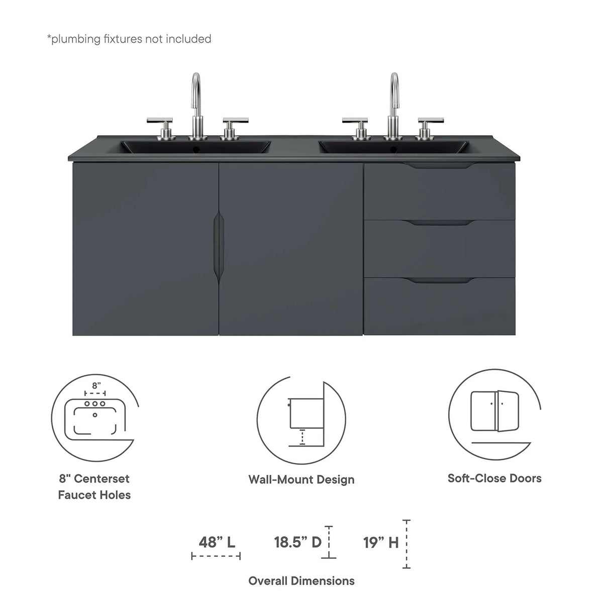 Vitality 48" Double Sink Bathroom Vanity by Modway by HouseOfZazla