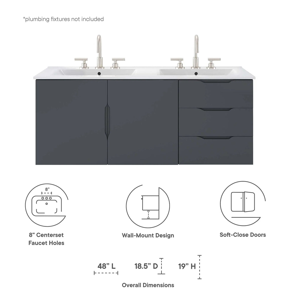Vitality 48" Double Sink Bathroom Vanity by Modway by HouseOfZazla