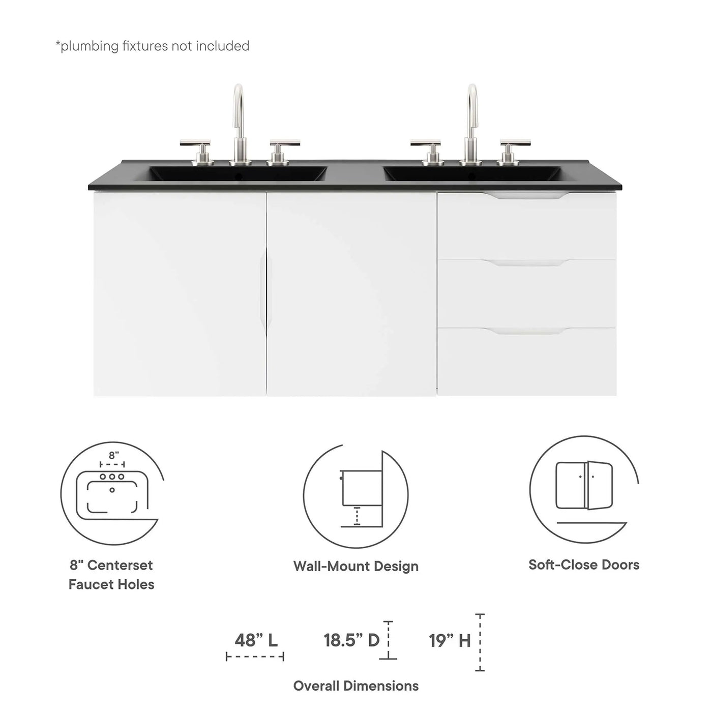Vitality 48" Double Sink Bathroom Vanity by Modway by HouseOfZazla