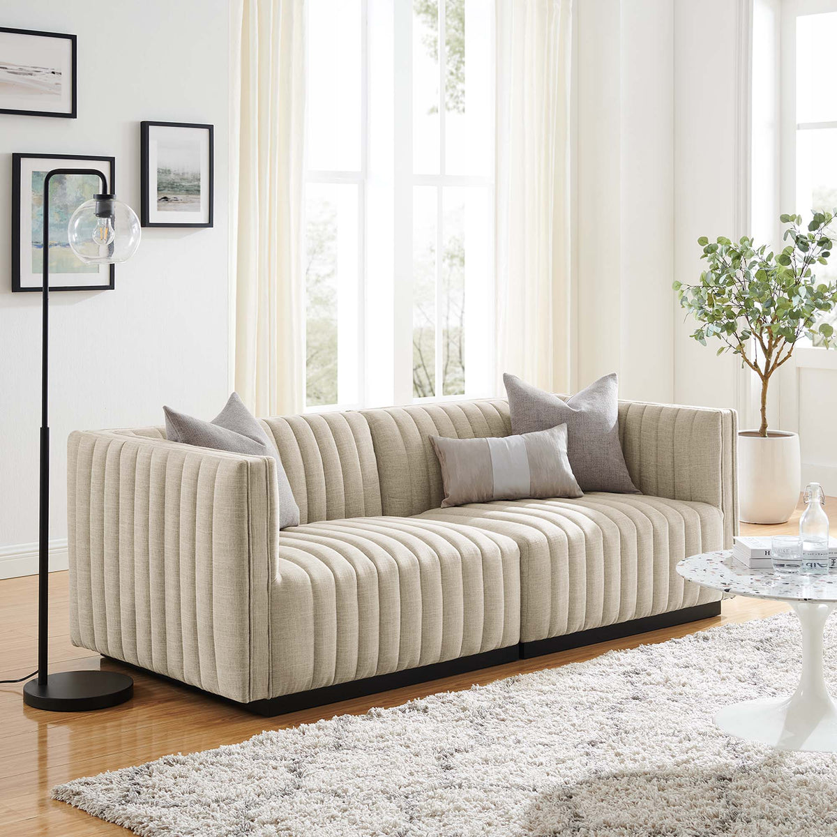 Conjure Channel Tufted Upholstered Fabric Loveseat by Modway, photo 10 of 22