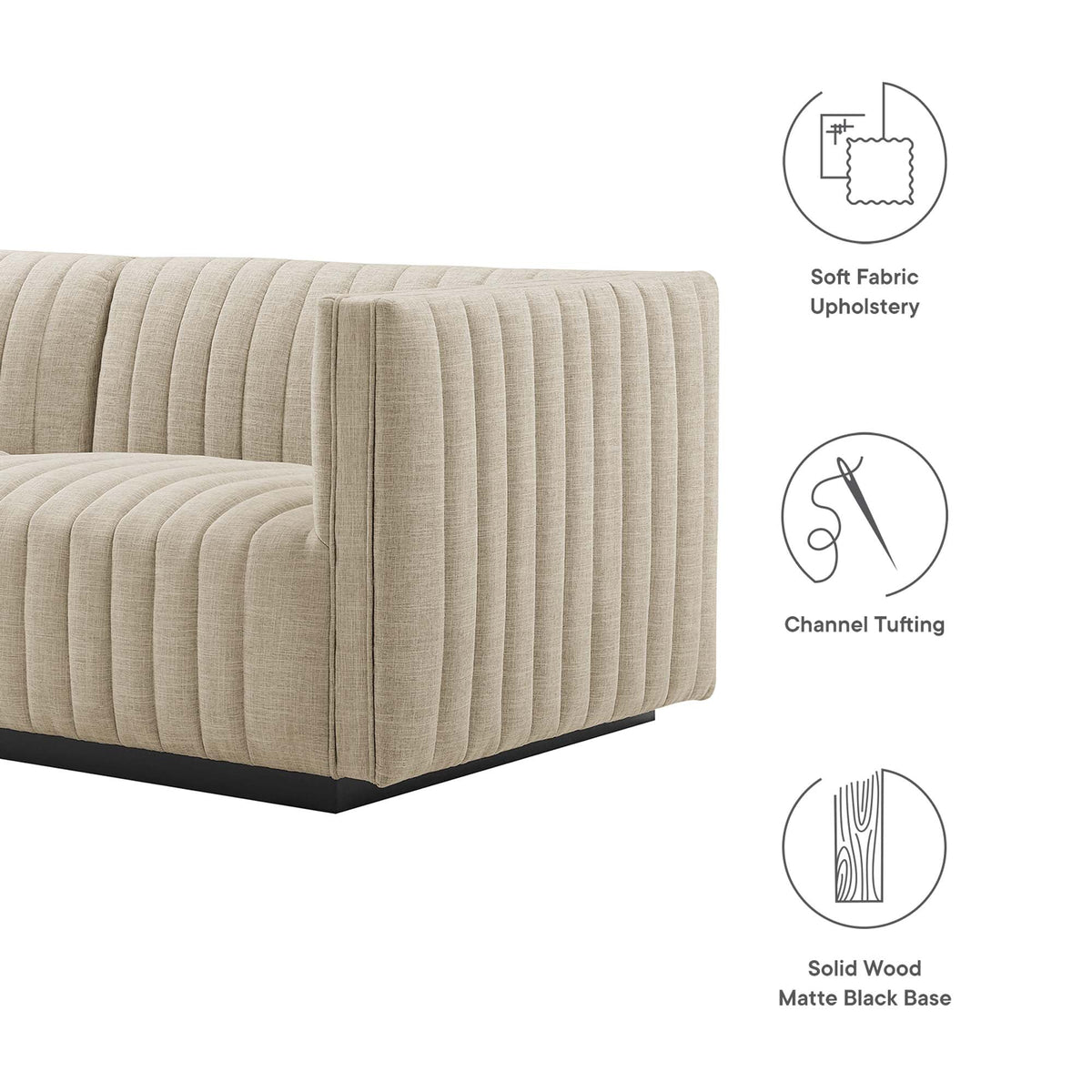 Conjure Channel Tufted Upholstered Fabric Loveseat by Modway, photo 2 of 22