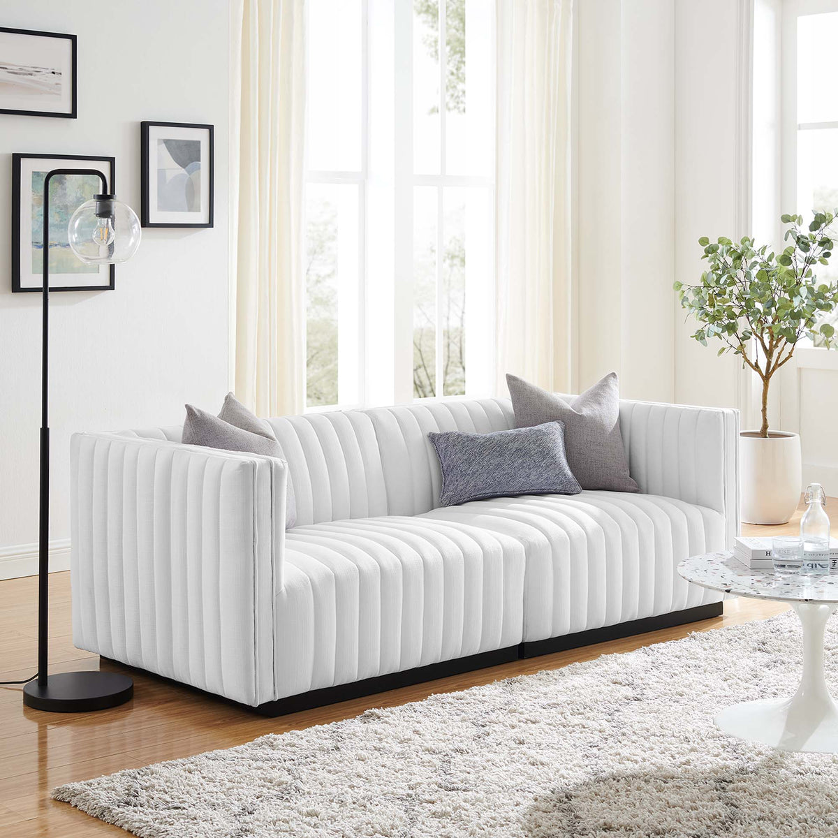Conjure Channel Tufted Upholstered Fabric Loveseat by Modway, photo 21 of 22