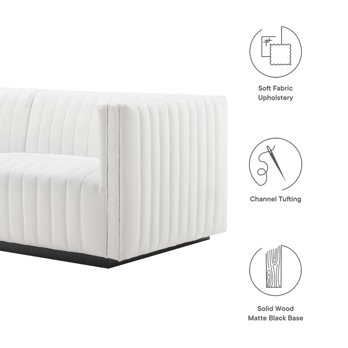 Conjure Channel Tufted Upholstered Fabric Loveseat by Modway, photo 13 of 22