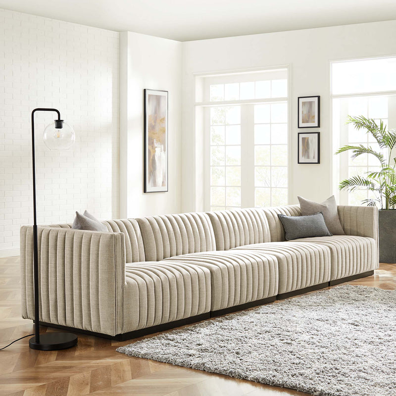Conjure 4-Piece Channel Tufted Upholstered Fabric Sofa by Modway, photo 13 of 14