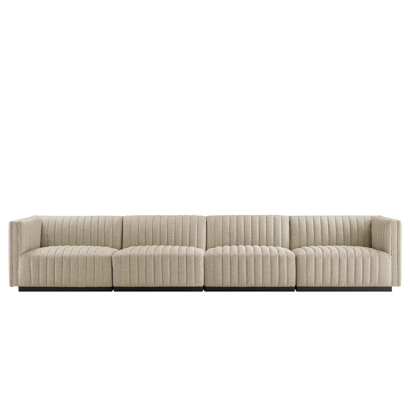 Conjure 4-Piece Channel Tufted Upholstered Fabric Sofa by Modway, photo 3 of 14