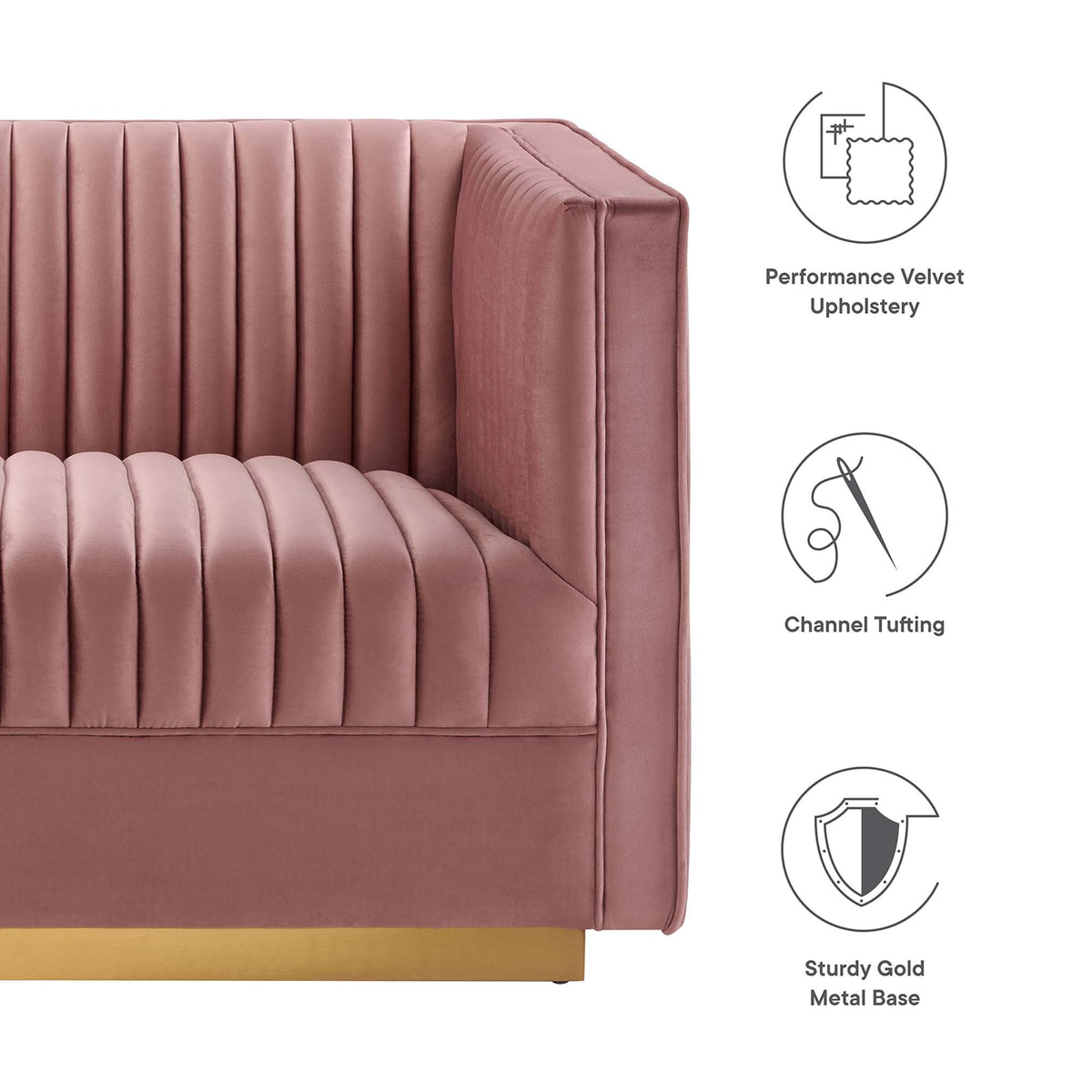 Sanguine 4-Piece Channel Tufted Performance Velvet Modular Sectional Sofa by Modway, photo 2 of 28