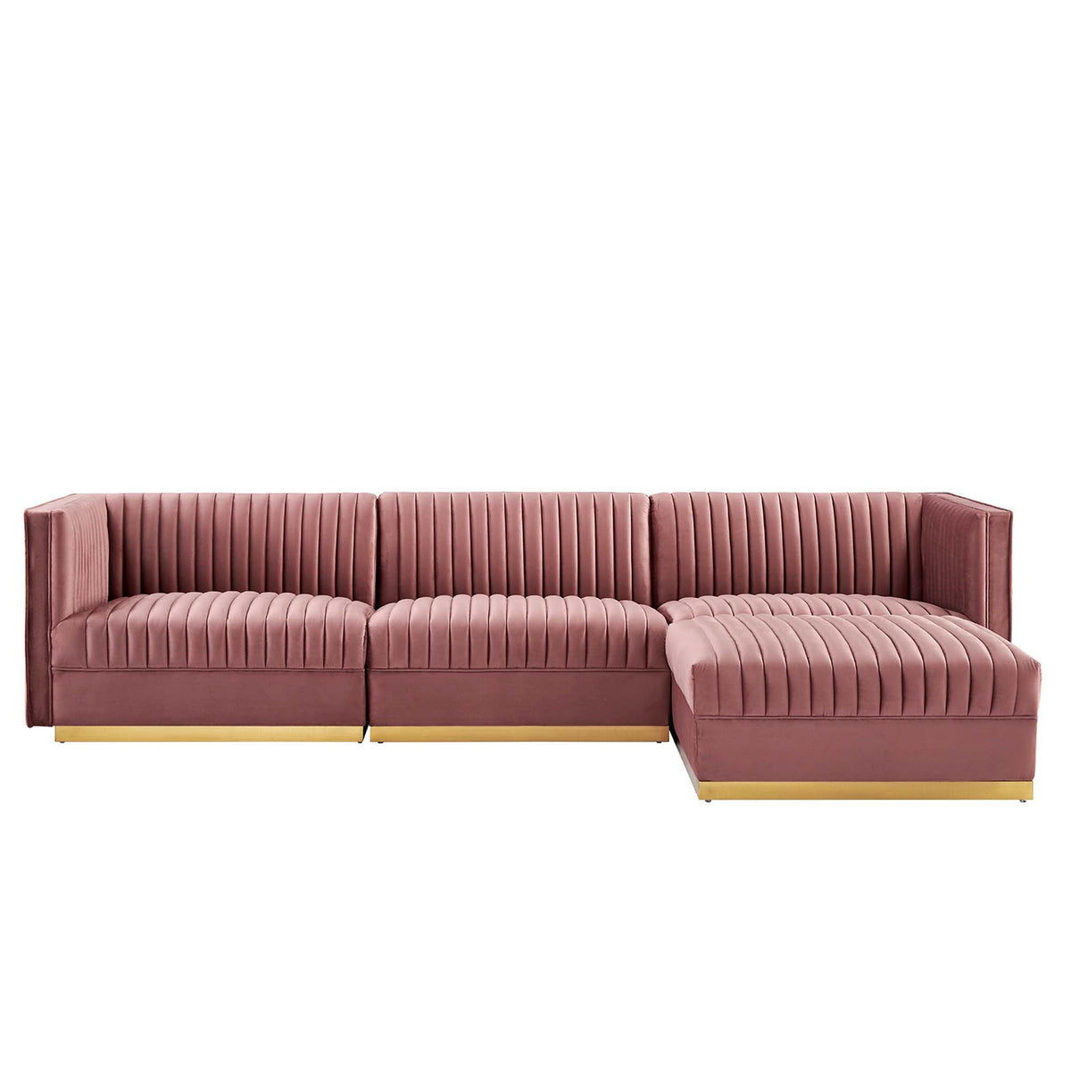 Sanguine 4-Piece Channel Tufted Performance Velvet Modular Sectional Sofa by Modway, photo 4 of 28
