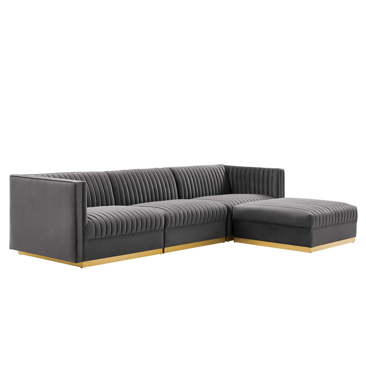 Sanguine 4-Piece Channel Tufted Performance Velvet Modular Sectional Sofa by Modway, photo 15 of 28