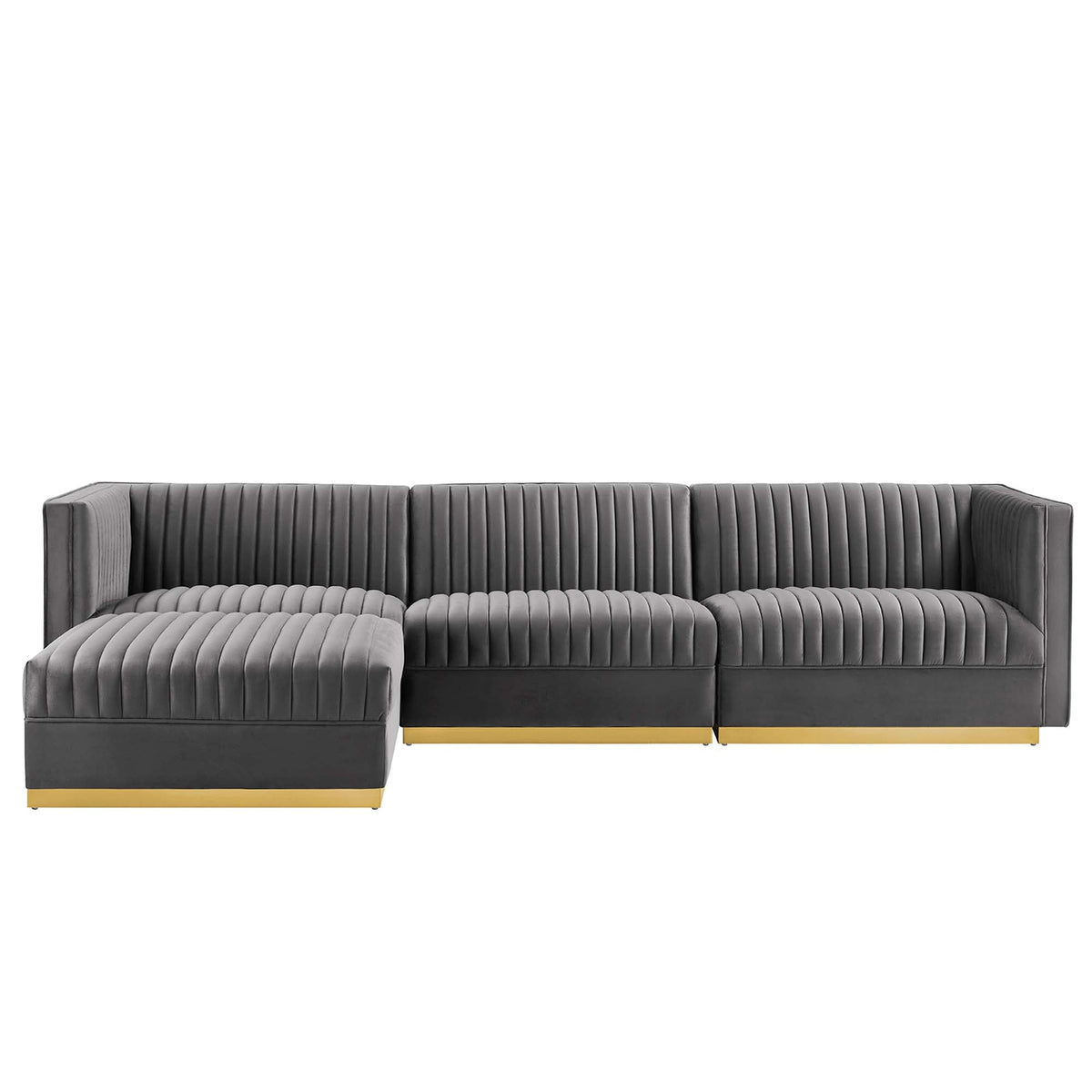 Sanguine 4-Piece Channel Tufted Performance Velvet Modular Sectional Sofa by Modway, photo 17 of 28