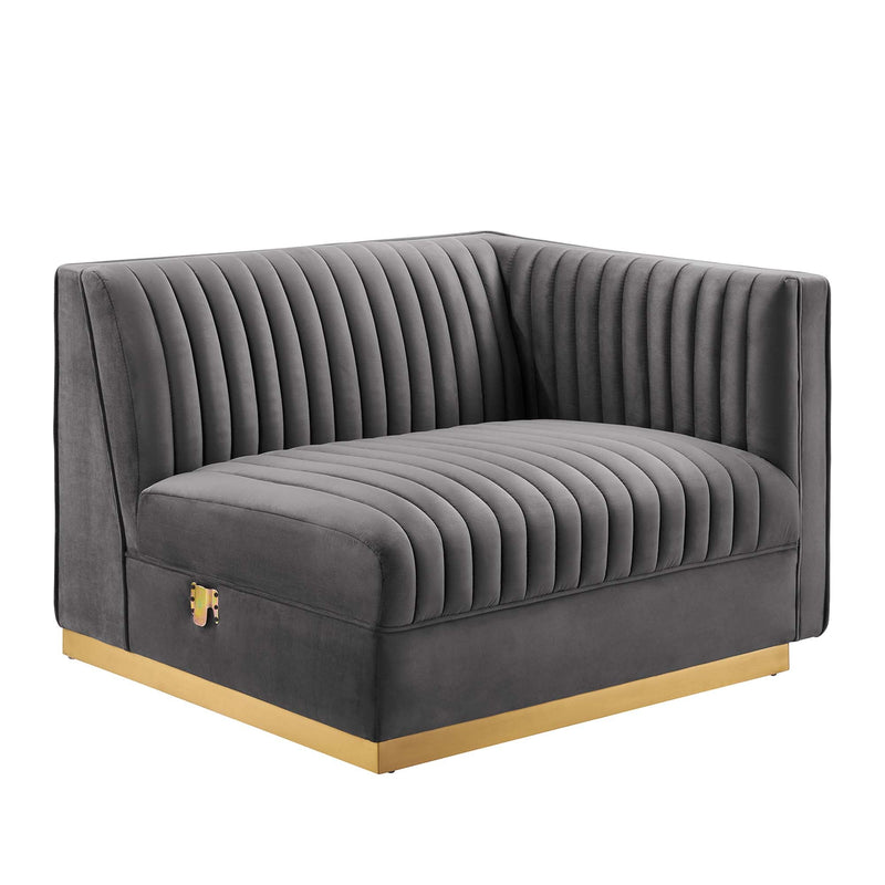 Sanguine 4-Piece Channel Tufted Performance Velvet Right-Facing Modular Sectional Sofa by Modway, photo 6 of 12
