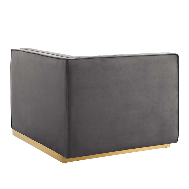 Sanguine 4-Piece Channel Tufted Performance Velvet Right-Facing Modular Sectional Sofa by Modway, photo 8 of 12