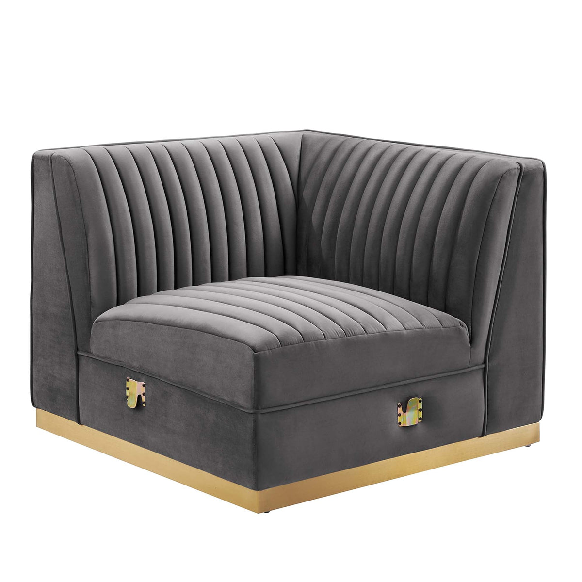 Sanguine 4-Piece Channel Tufted Performance Velvet Right-Facing Modular Sectional Sofa by Modway, photo 9 of 12