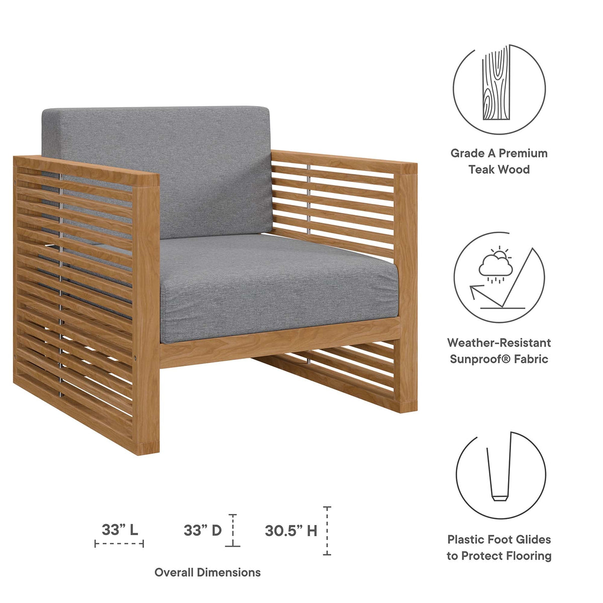 Carlsbad 6-Piece Teak Wood Outdoor Patio Set by Modway, photo 3 of 40